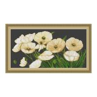 Luca-S Counted Petit Point Cross Stitch Kit White Poppies II