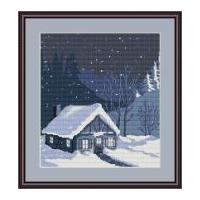 Luca-S Counted Petit Point Cross Stitch Kit House in Snowbank