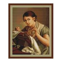 Luca-S Counted Petit Point Cross Stitch Kit Lady Sewing 26cm x 33cm