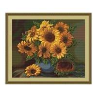 Luca-S Counted Petit Point Cross Stitch Kit Vase of Sunflowers 27.5cm x 22cm