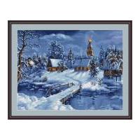 Luca-S Counted Petit Point Cross Stitch Kit Winter Landscape 32cm x 24cm