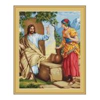 Luca-S Counted Petit Point Cross Stitch Kit Jesus at the Well 26.5cm x 32cm