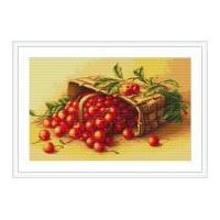 luca s counted petit point cross stitch kit basket of cherries 24cm x  ...
