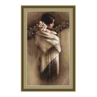 Luca-S Counted Petit Point Cross Stitch Kit Spanish Lady with Shawl 18cm x 32cm