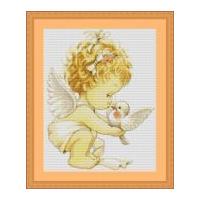 Luca-S Counted Petit Point Cross Stitch Kit Angel with Dove 16cm x 20cm