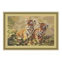 Luca-S Counted Petit Point Cross Stitch Kit Tiger Cubs 30cm x 19cm