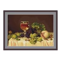 Luca-S Counted Petit Point Cross Stitch Kit Still Life with Wine Glass 25cm x 17cm