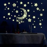 Luminous Night Sky Moon With Stars Luminous Wall Stickers DIY Children\'s Bedroom Living Room Wall Decals