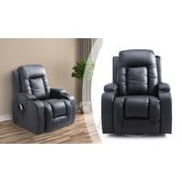 Luxury PU Leather Electric Massage Sofa Adjustable w/ Control (Black)