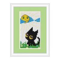Luca-S Counted Cross Stitch Kit Cat Day