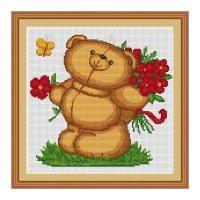 luca s counted cross stitch kit flowers bear