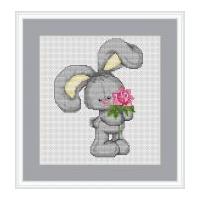 Luca-S Counted Cross Stitch Kit Bunny with Flower