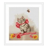 luca s counted cross stitch kit kitten with bee
