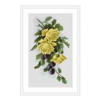Luca-S Counted Cross Stitch Kit Yellow Roses with Plums