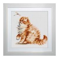Luca-S Counted Cross Stitch Kit Kitten With A Dragonfly