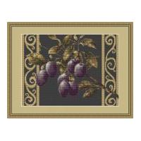 Luca-S Counted Cross Stitch Kit Plums on Black