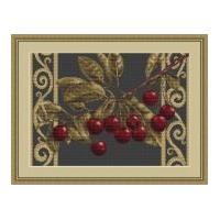Luca-S Counted Cross Stitch Kit Cherries on Black