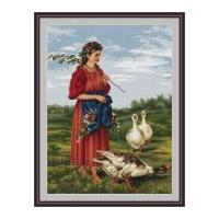 luca s counted cross stitch kit girl with geese