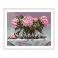 luca s counted cross stitch kit vase of peonies