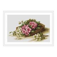 Luca-S Counted Cross Stitch Kit Basket With Flowers