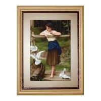 Luca-S Counted Cross Stitch Kit The Girl Playing with Pigeons