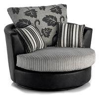 Lush Jumbo Cord Swivel Chair Black and Grey