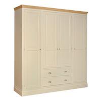 lundy painted oak quad wardrobe with 2 drawers ivory