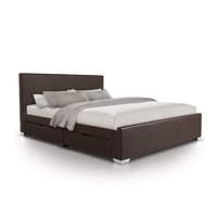 luxury leather 4 drawer bed double brown