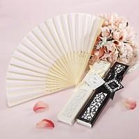 luxurious silk hand fan in elegant laser cut gift box