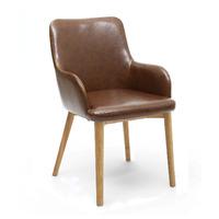 Ludlow Vintage Brown Leather Match Dining Chairs Natural Legs