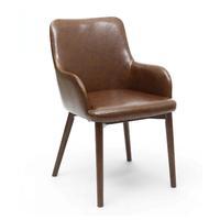 Ludlow Vintage Brown Leather Match Dark Leg Dining Chairs