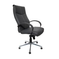Luxury Home Office Chair In Grey Faux Leather With Castors