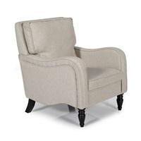 Lucas Sofa Chair In Latte Fabric With Wooden Legs