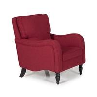 Lucas Sofa Chair In Scarlet Fabric With Wooden Legs