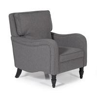 Lucas Sofa Chair In Grey Fabric With Wooden Legs