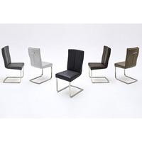 Luna Metal Swinging Dining Chair In Grey Faux Leather