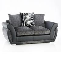 Luxor 2 Seater Sofa In Black PU And Grey Fabric