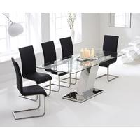 luna 140cm glass extending dining table with black malaga chairs