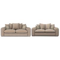 Lush Fabric Scatter Back 3 and 2 Seater Sofa Suite Charles Sand