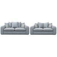 Lush Fabric Scatter Back 3 and 2 Seater Sofa Suite Charles Sky