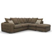 Lush Fabric Scatter Back Corner Sofa with Ottoman Charles Nutmeg Right Hand