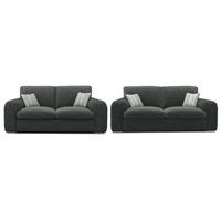 Lush Fabric 3 and 2 Seater Sofa Suite Charles Charcoal