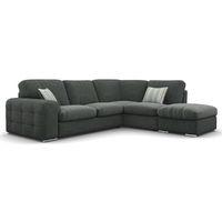 Lush Fabric Corner Sofa with Ottoman Charles Charcoal Right Hand