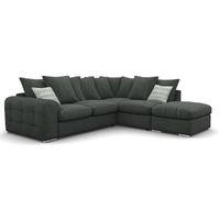 Lush Fabric Scatter Back Corner Sofa with Ottoman Charles Charcoal Right Hand