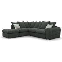 Lush Fabric Scatter Back Corner Sofa with Ottoman Charles Charcoal Left Hand