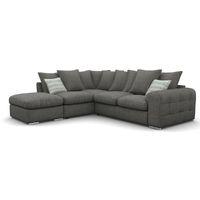 Lush Fabric Scatter Back Corner Sofa with Ottoman Charles Slate Left Hand