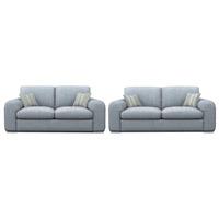Lush Fabric 3 and 2 Seater Sofa Suite Charles Sky