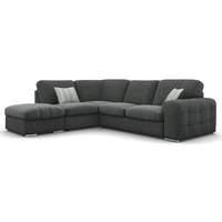 Lush Fabric Corner Sofa with Ottoman Charles Charcoal Left Hand