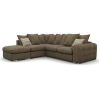 Lush Fabric Scatter Back Corner Sofa with Ottoman Charles Nutmeg Left Hand