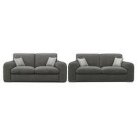 Lush Fabric 3 and 2 Seater Sofa Suite Charles Slate